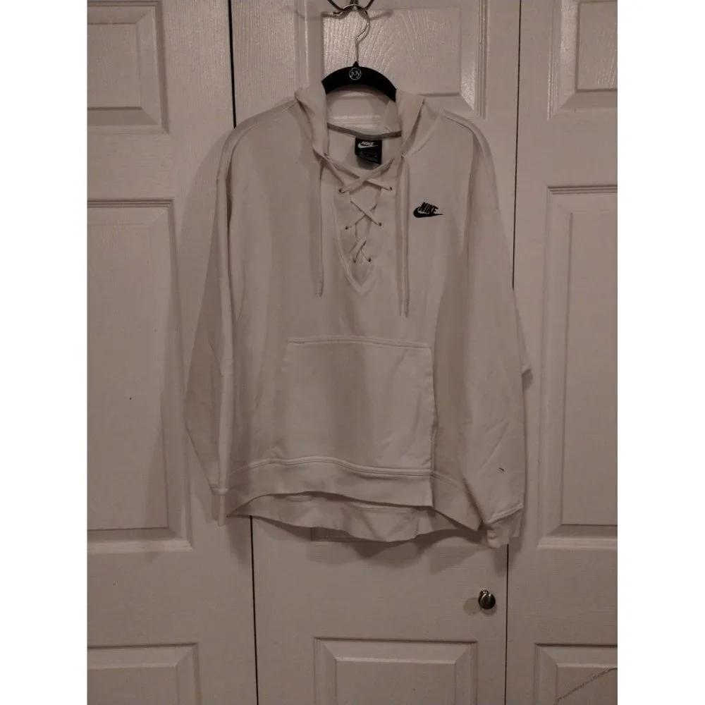Nike hockey style tie white hooded sweatshirt‎
